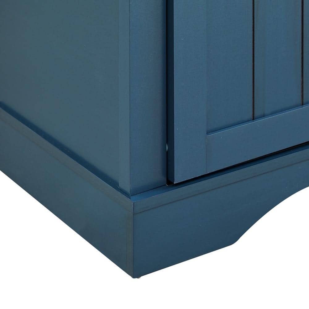 Navy Blue Rustic 47" Wood Bar Cabinet with Sliding Barn Door