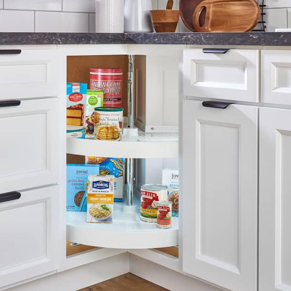 2-Shelf White 28 in. Lazy Susan Pie-Cut Polymer