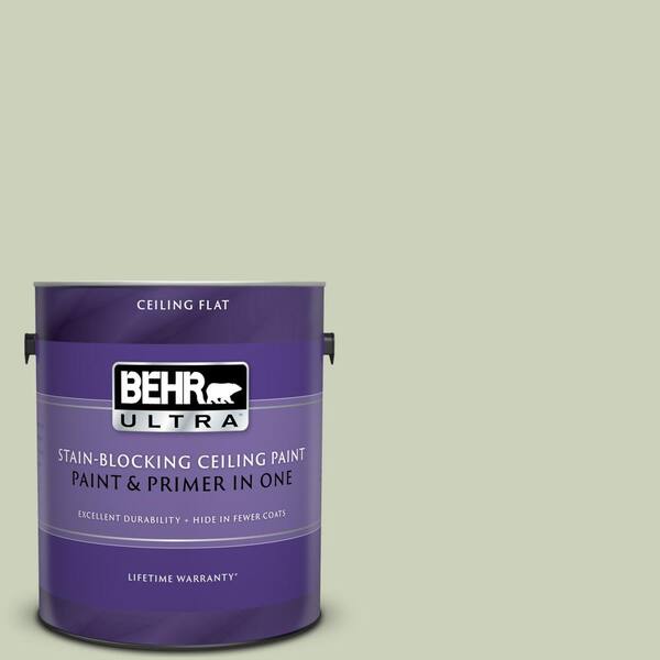 BEHR ULTRA 1 gal. #UL210-12 Chinese Jade Ceiling Flat Interior Paint and Primer in One