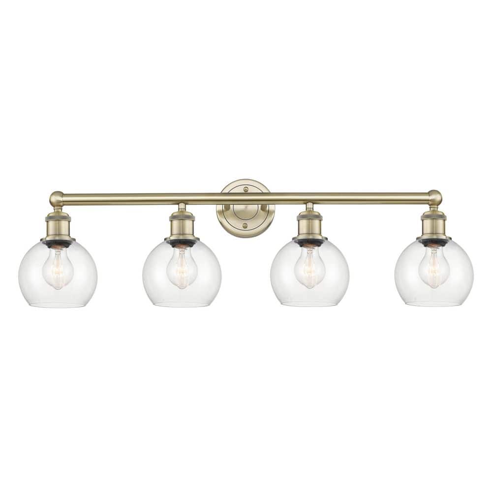 Athens 33 in. 4-Light Antique Brass Vanity Light with Glass Shade price history on PriceWatchPro