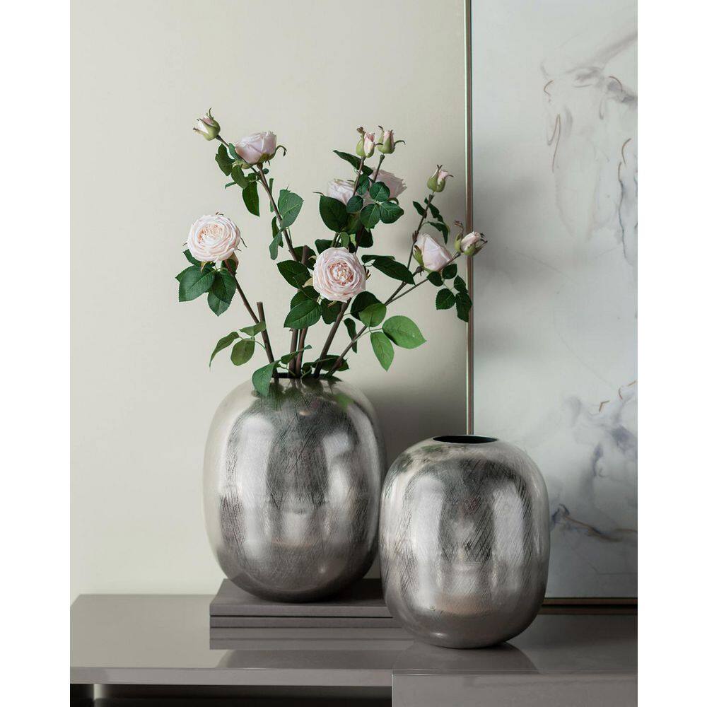 One Piece Silver Streak Metal Vase-12.5 in. W x 15 in. H Modern Round Centerpiece price history on PriceWatchPro