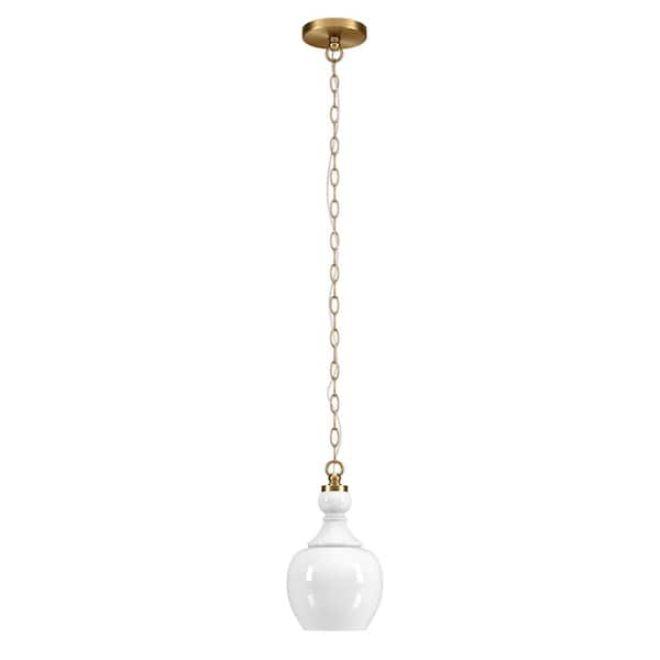 Meyer&Cross Verona 1-Light Brushed Brass Pendant with White Milk Glass Shade