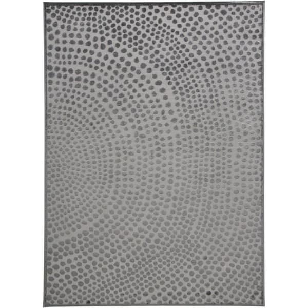 2 X 8 Gray, Silver Abstract Area Rug