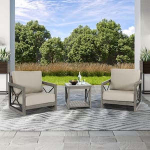 Marindo 3-Piece Aluminum Outdoor Conversation Set with Sunbrella Cushions