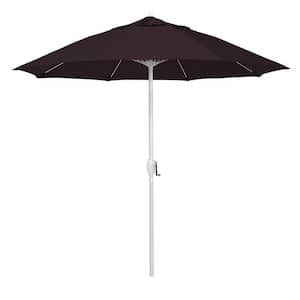 9 ft. Matted White Aluminum Market Patio Umbrella Fiberglass Ribs and Auto Tilt in Purple Pacifica