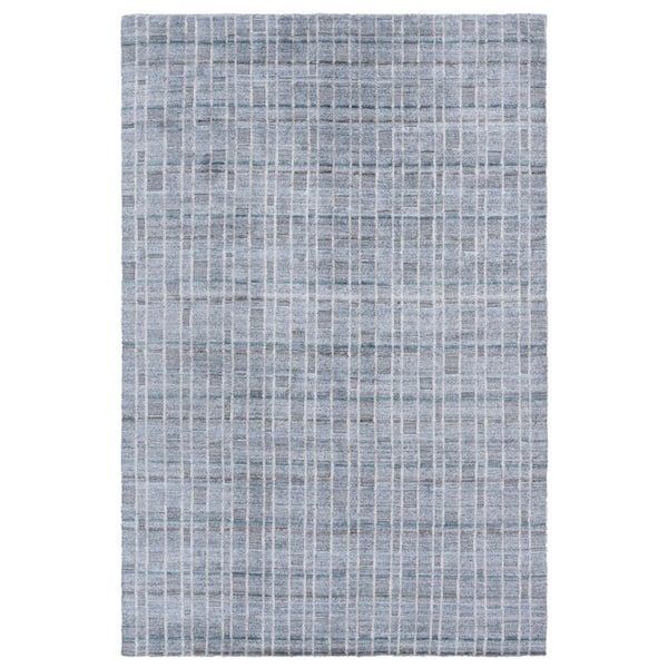 Mirage 6 ft. x 9 ft. Gray/Blue Crosshatch Area Rug