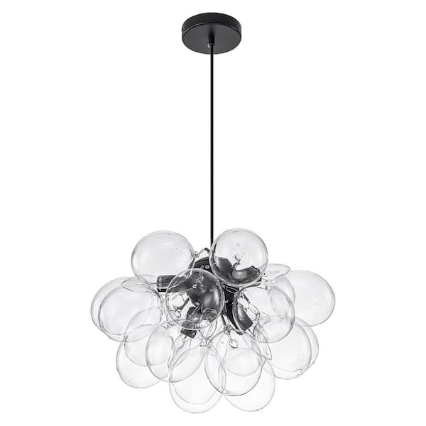 GoYeel 17.72 in. 6-Light Black Modern Chandelier Light With Clear Glass