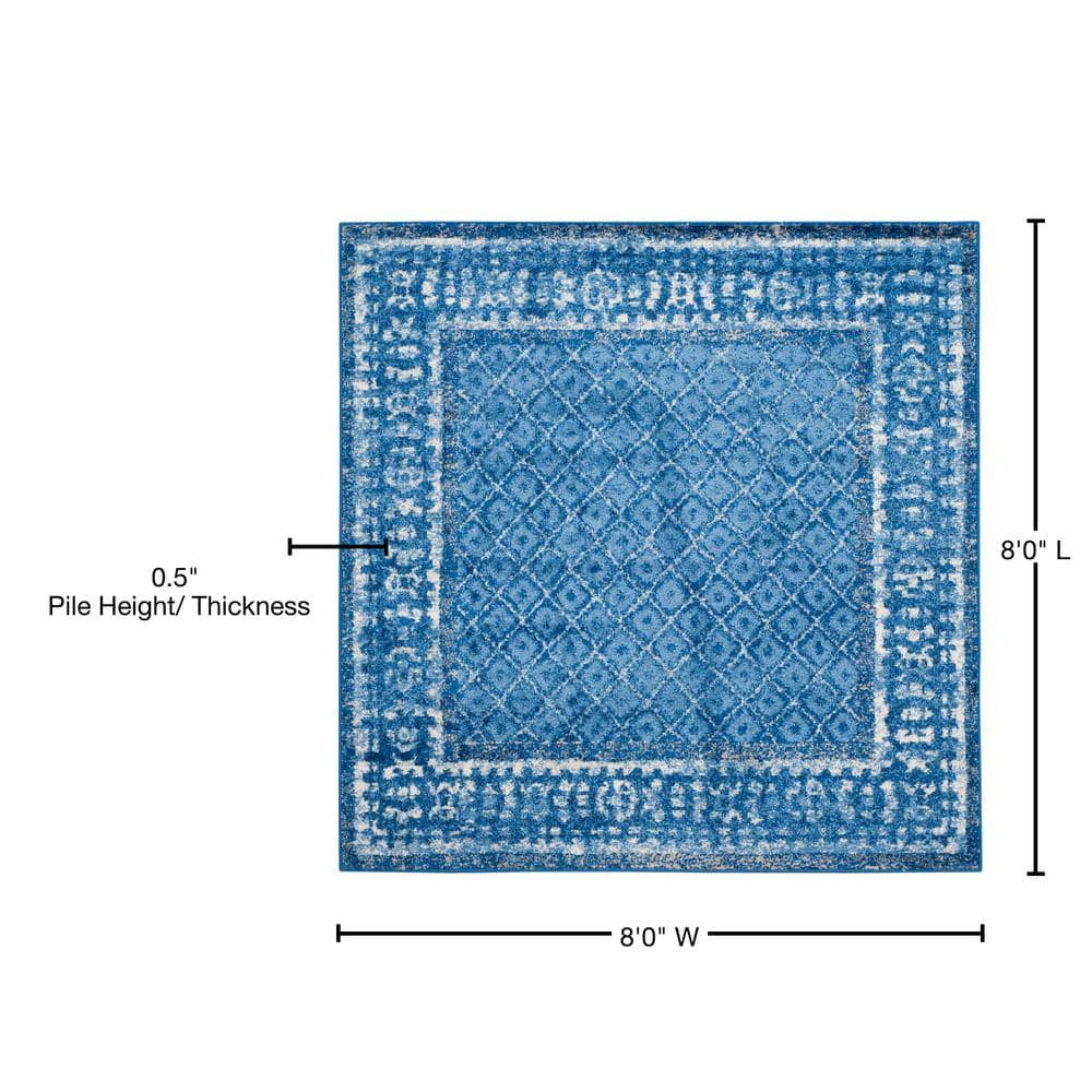 Adirondack Light Blue and Dark Blue Square Area Rug