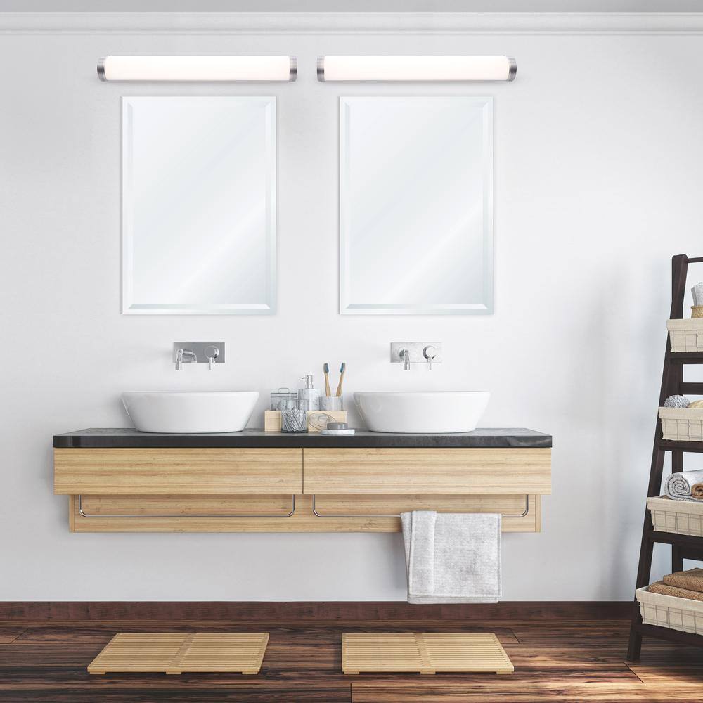 Sleek Brushed Nickel Outdoor Dimmable LED Vanity Light