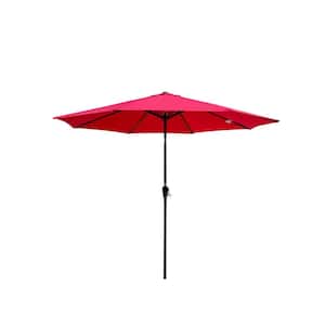 10 ft. Steel Market Outdoor Patio Umbrella in Red, 8 - Pieces Ribs, with Tilt, with Crank