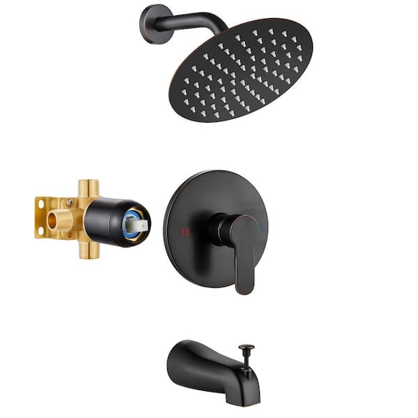 PICTURESQUE CENDU LLC 1-Handle Wall Mount Shower Trim Kit in Oil Rubbed Bronze with Tub Spout Bathtub Faucet Kit-1.78 GPM (Valve Included)