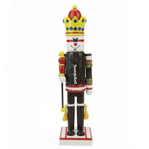 14 in. Brown and Red Tootsie Roll King Wooden Christmas Nutcracker
