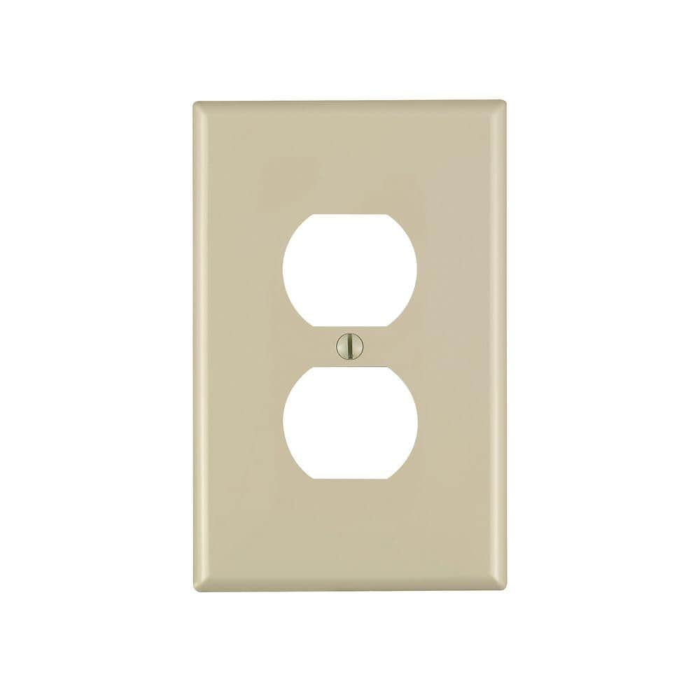 Leviton 1 Gang Ivory Duplex Outletreceptacle Nylon Midwaymidsize Wall Plate 1 Pack 00pj8 00i 9789