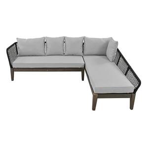 5-Seater Sling Modern Outdoor Patio Sectional Sofa Set with Gray Seat Cushion for Garden Poolside and Backyard