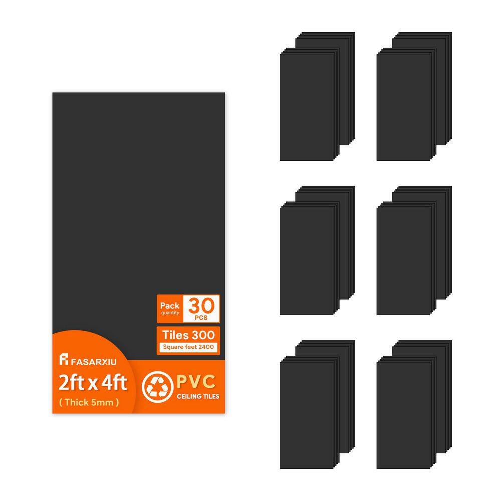 2 x 4 ft. Smooth Black High-Grade PVC Drop Ceiling Tile, Waterproof, Washable and Fire-Rated (2400 sq. ft./box) price history on PriceWatchPro
