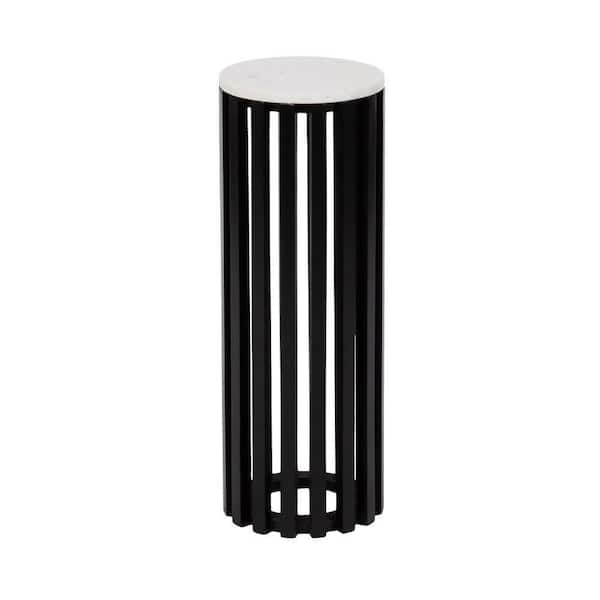 Paynter 8.5 in. Black Round Marble End Table