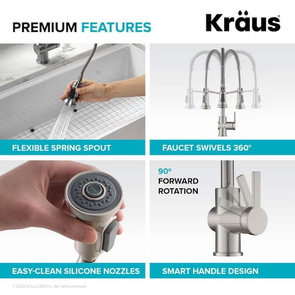 KRAUS Britt Single Handle Pull Down Sprayer Kitchen Faucet in Brushed Brass  KPF-1691BB - The Home Depot