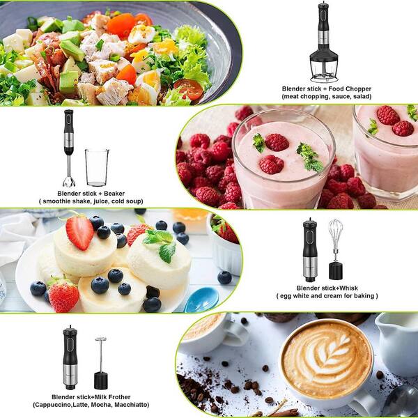 Mighty Rock Immersion Hand Blender Stick Blender Handheld Mixer for Soup  Smoothie Baby Food BPA Free with Whisk Beaker Chopper Bowl