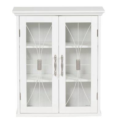 Victorian 20-1/2 in. W x 24 in. H x 8-1/2 in. D Bathroom Storage Wall Cabinet with 2 Glass Doors in White