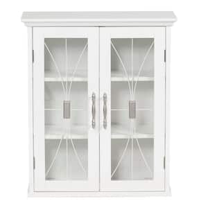 Delaney 20-1/2 in. W x 24 in. H x 8-1/2 in. D Bathroom Storage Wall Cabinet with 2 Glass Doors in White