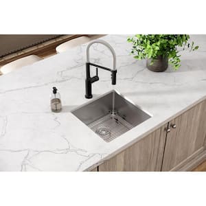 Crosstown 19 in. Undermount Single Bowl 18-Gauge Polished Satin Stainless Steel Kitchen Sink Kit w/ Accessories