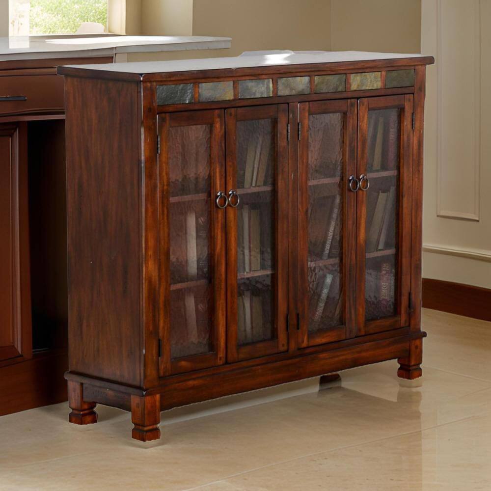 Benjara Odell 41 in. Tall Brown and Silver Mahogany Wood 3-Shelf ...