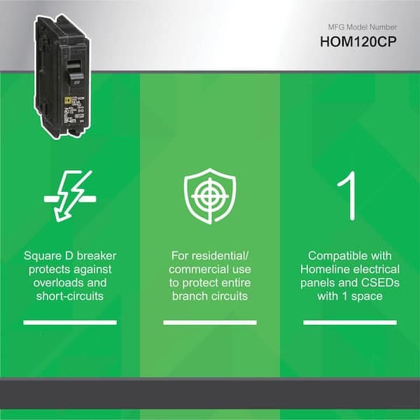 Square D - Homeline 20 Amp Single-Pole Circuit Breaker(HOM120CP)