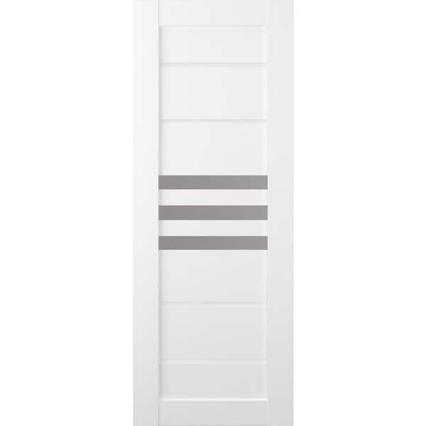 Belldinni Dome 24 in. x 80 in. No Bore Solid Core 3-Lite Frosted Glass Bianco Noble Wood Composite Interior Door Slab
