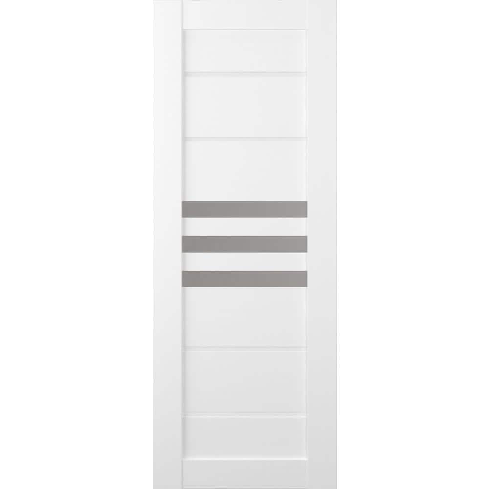 Dome 30 in. x 80 in. No Bore Solid Core 3-Lite Frosted Glass Bianco Noble Wood Composite Interior Door Slab price history on PriceWatchPro