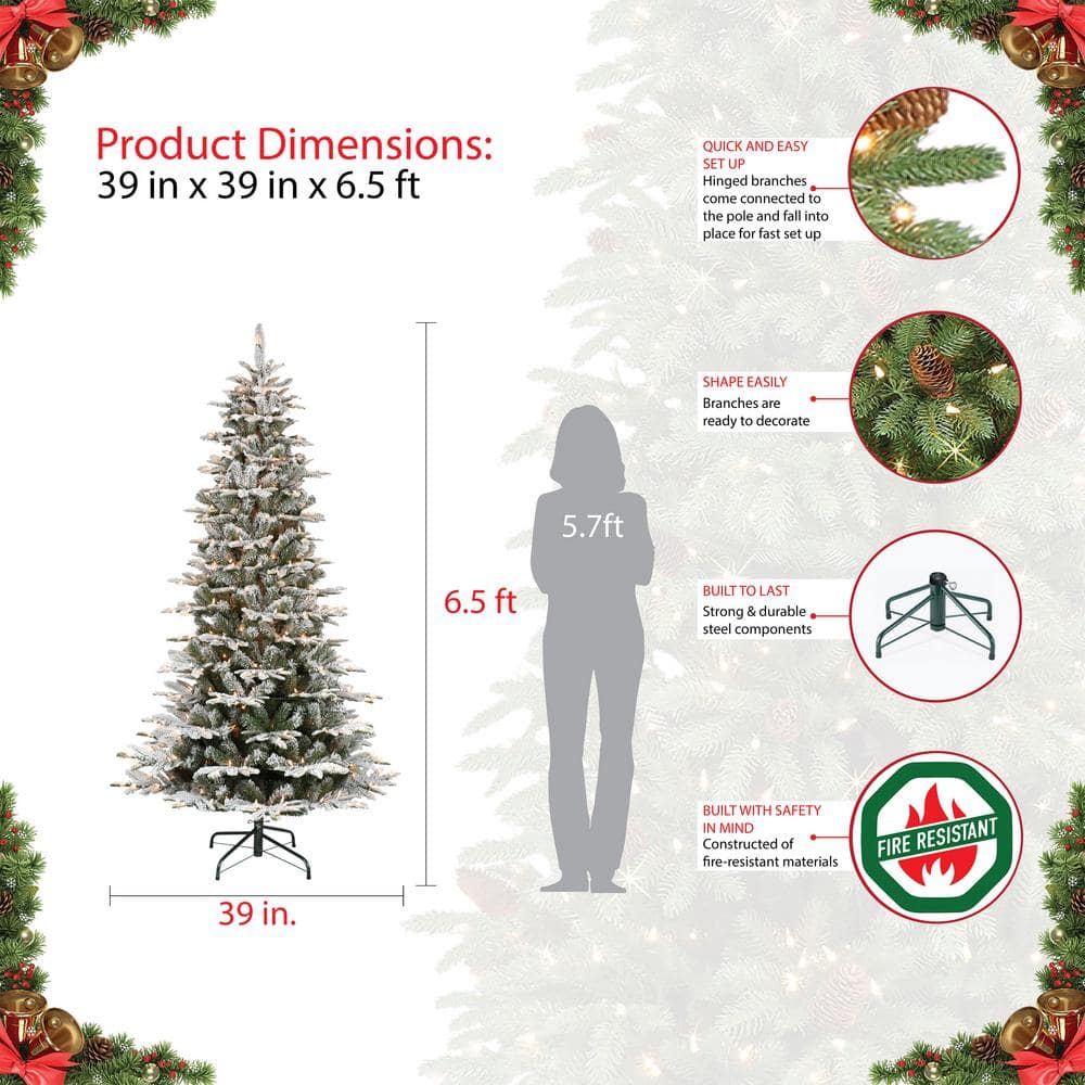 6.5 ft White Pre-Lit Fir Artificial Christmas Tree with Lights