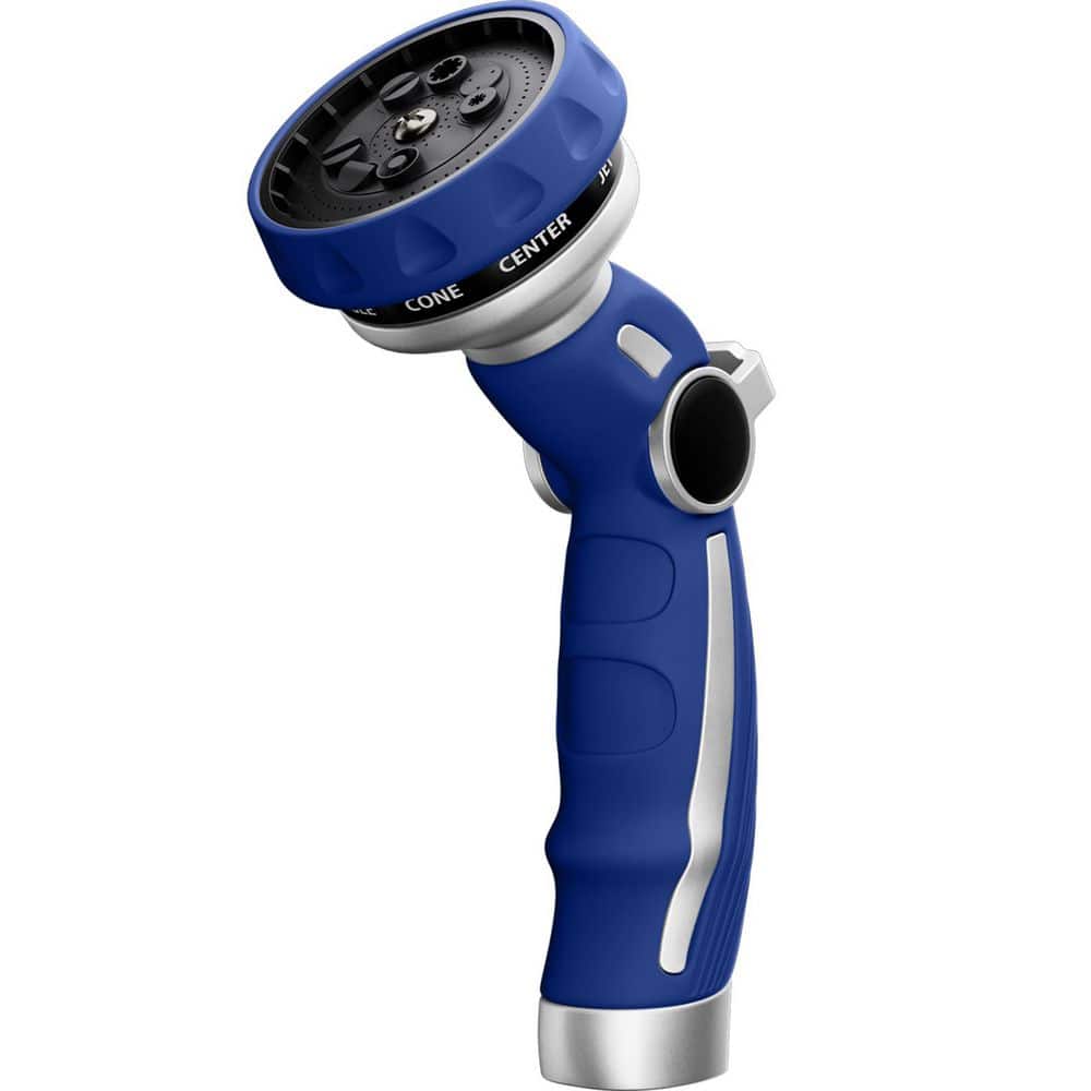 Blue Heavy Duty Metal Hose Nozzle 9 Spray Patterns Thumb Flow Control High Pressure for Lawn Plant Car Pet Washing price history on PriceWatchPro