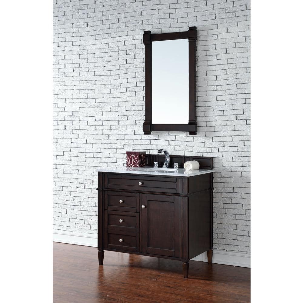Burnished Mahogany Rectangular Wood Framed Vanity Mirror