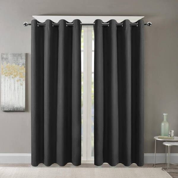 Pro Space 70 In W X 63 In L Blackout Curtains With Grommet Top Room Darkening Noise Reducing For Living Room Grey 1 Panel Icbo7063gy1p The Home Depot