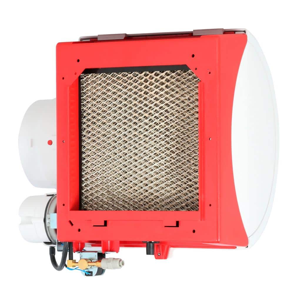 Large White and Red Evaporative Console Humidifier with Humidistat
