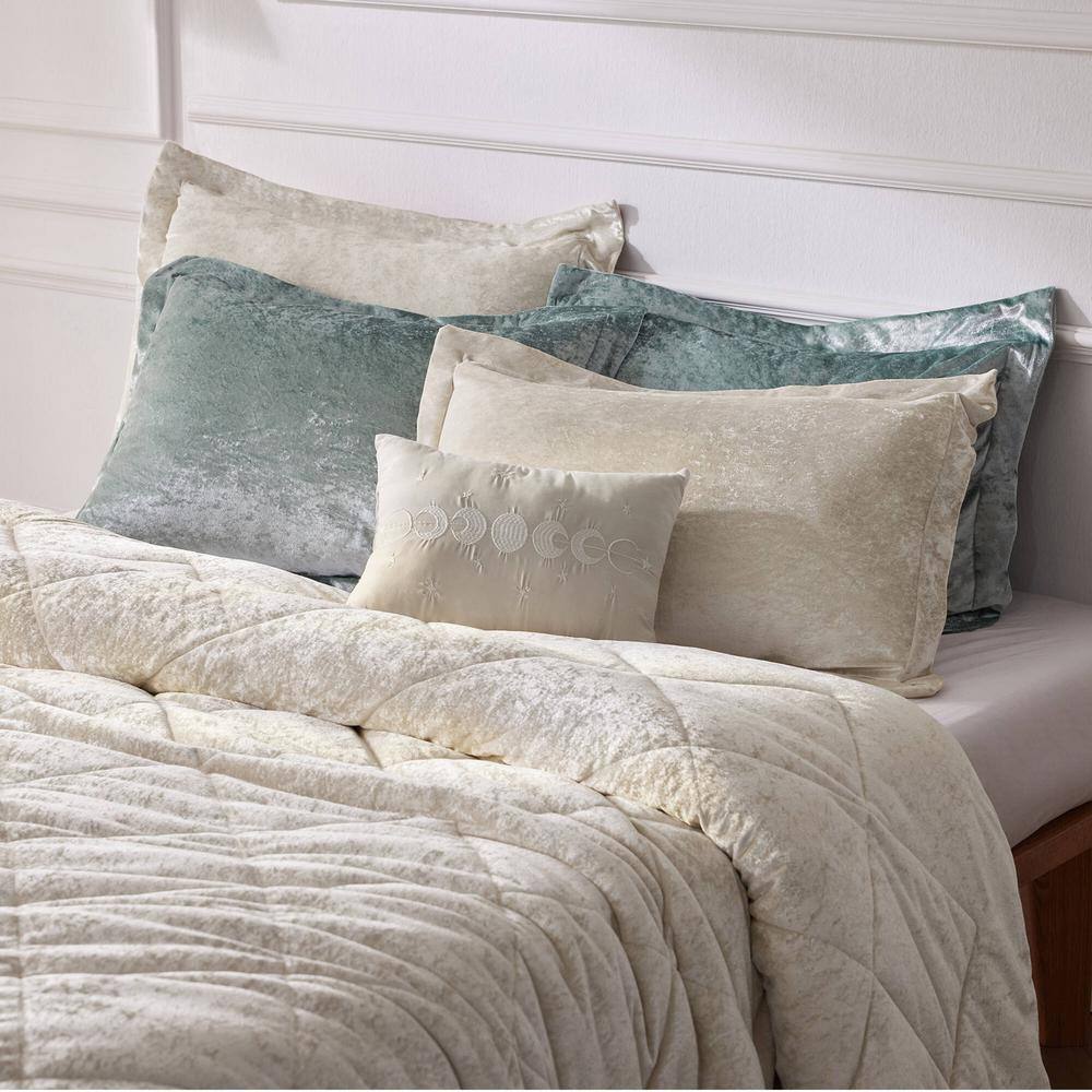 Champagne Velvet Diamond Quilted Queen Duvet Cover Set