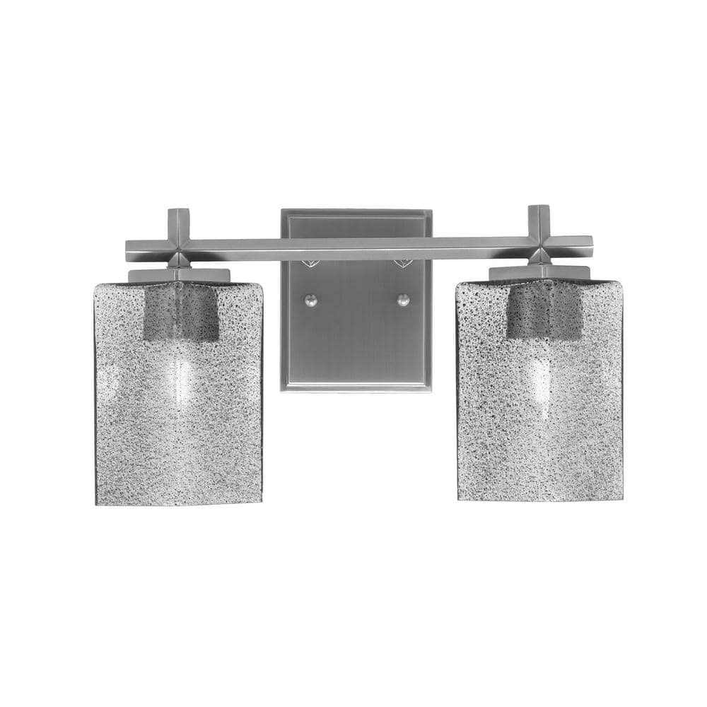 Bridgewater 14 in. 2 Light Vanity Light Graphite with 3.5 in. Square Smoke 