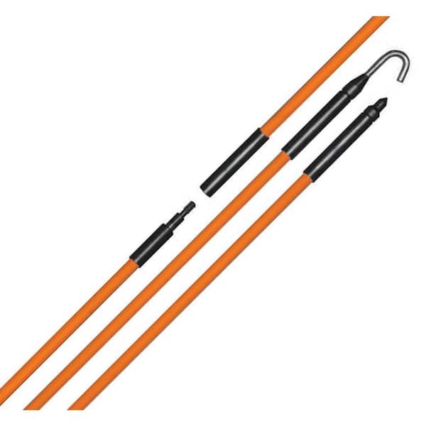 24 Feet Fiberglass Fish Tape Cable Rods, Electrical Wire Running Pull/Push  Kit