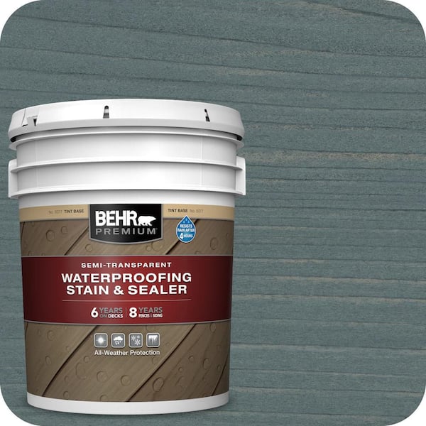 BEHR PREMIUM 5 gal. #ST-213 Nordic Blue Semi-Transparent Waterproofing Exterior Wood Stain and Sealer