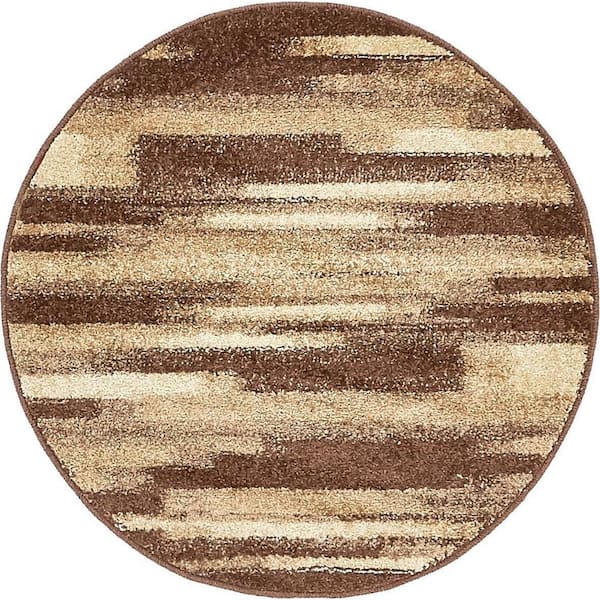 Unique Loom Autumn Wheat Beige 3' 3 x 3' 3 Round Rug