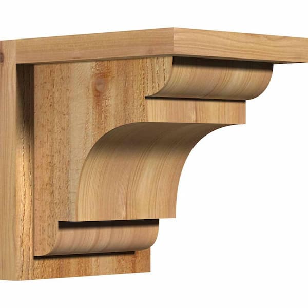 Ekena Millwork 8 in. x 10 in. x 10 in. New Brighton Rough Sawn Western Red Cedar Corbel with Backplate