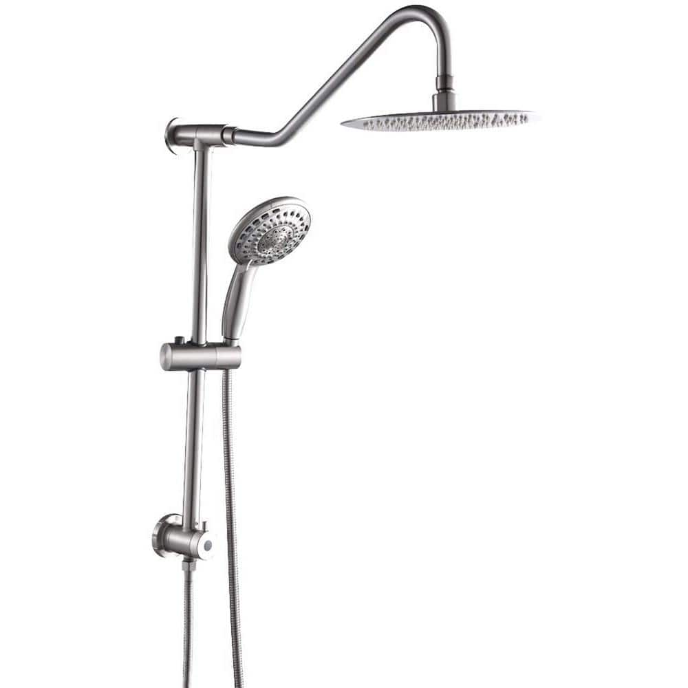 Logmey 5Spray Patterns 1.8 GPM 10 in. Wall Mount Rain Shower Heads with Handheld Shower and