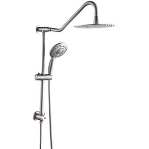 5-Spray Patterns 1.8 GPM 10 in. Wall Mount Rain Shower Heads with Handheld Shower and Slide Bar in Brushed Nickel