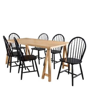 Ansley Natural Oak and Black Dining Set (7-Piece)