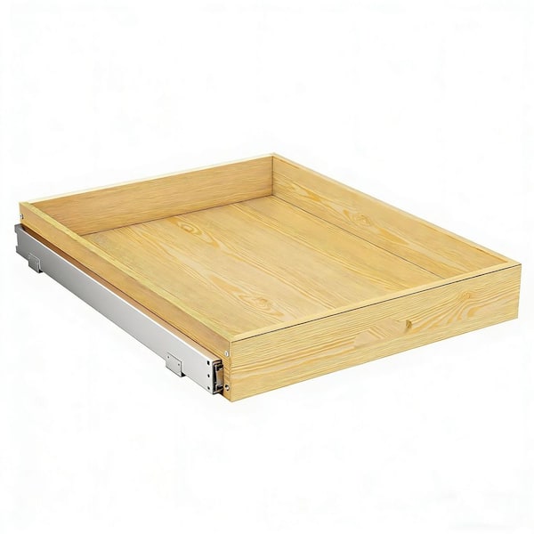 Pull Out Standing Cabinet Organizer, Soft Close Wood Slide Out Drawers for Pots, Full Extension Roll Out Kitchen Shelves