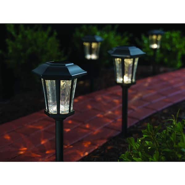 Hampton Bay Solar Roman Bronze Outdoor Integrated LED Landscape Path Light with Water Glass Lens (4-Pack)