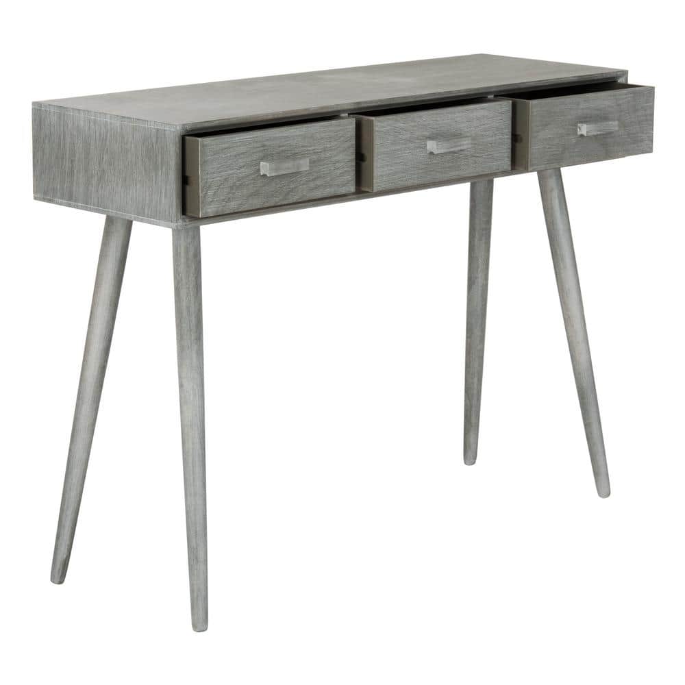 Slate Grey Pine Wood 3-Drawer Console Table