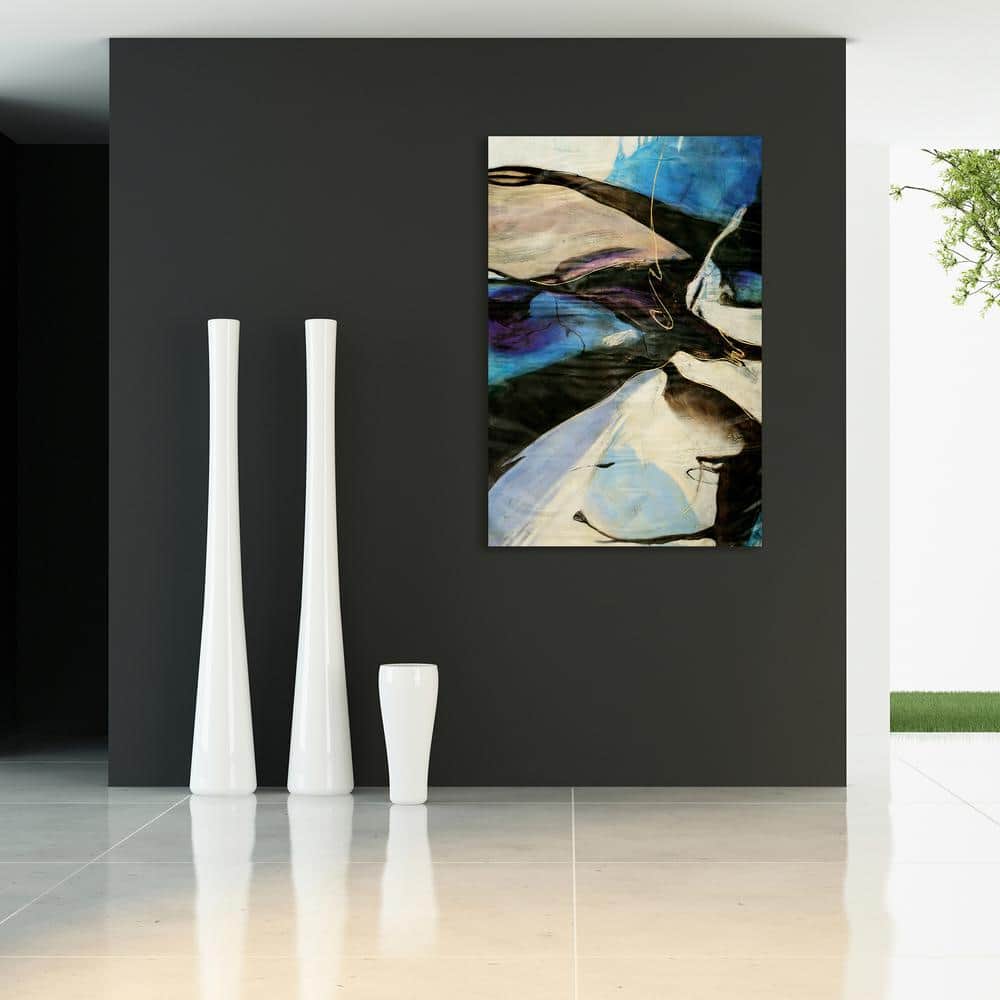 Motivos Abstract Blue and Purple Tempered Glass Wall Art, 32" x 48"