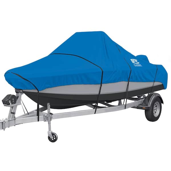 17 ft. to 19 ft. L Beam Width to 102 in. W Stellex Blue Boat Cover Fits