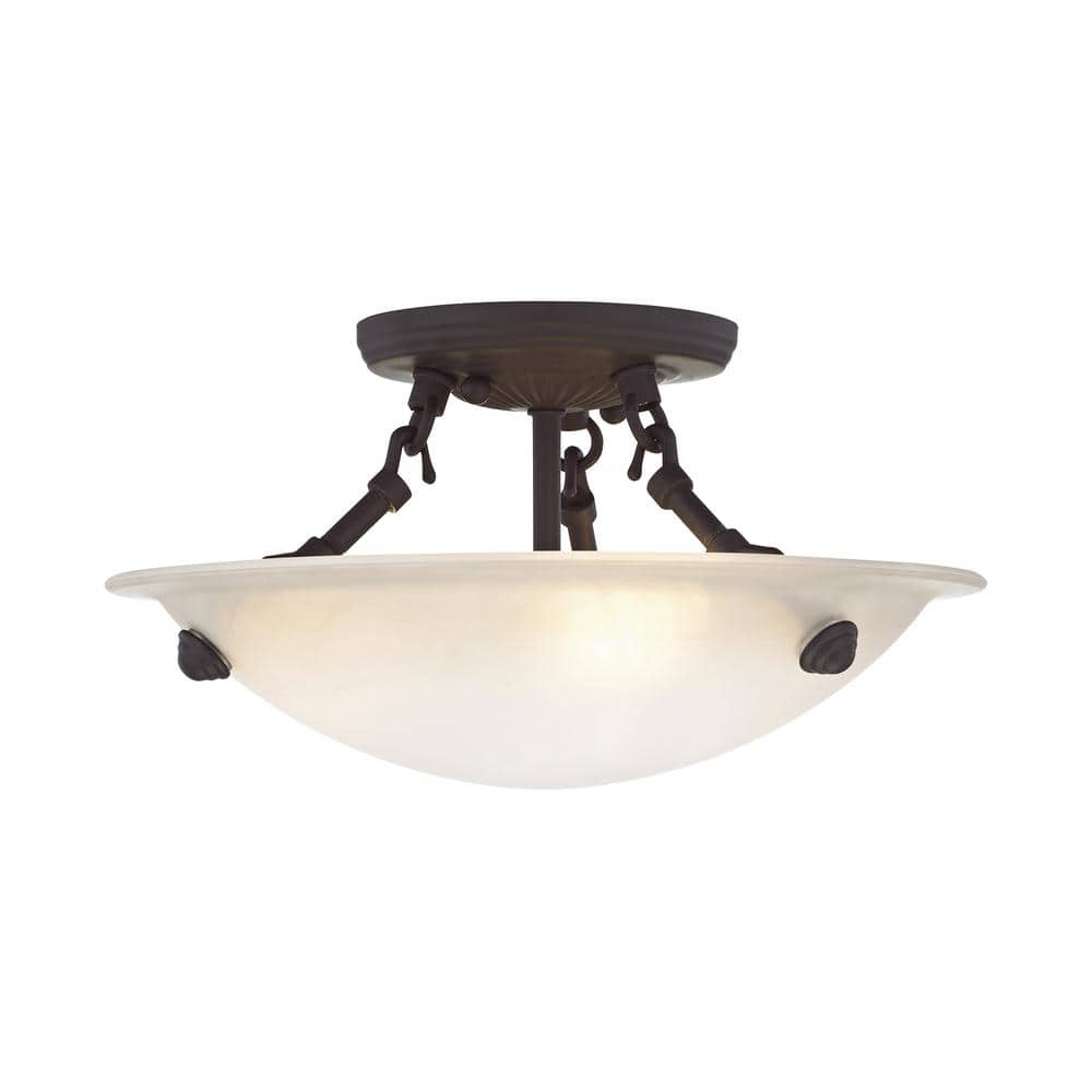 Oasis Honey Alabaster Glass 12" Bronze LED Semi-Flush Mount