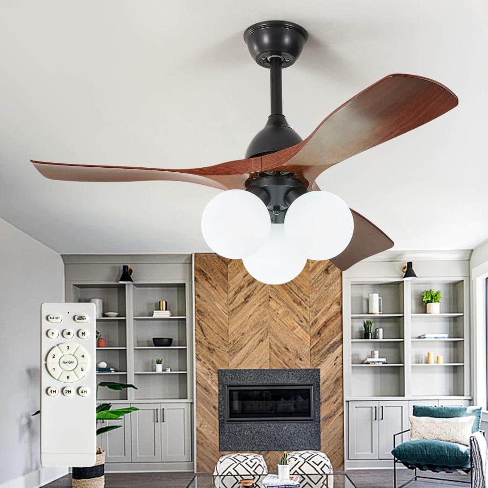 42 in. Black Housing Walnut 3-Blade Downrod Mounted Fandelier Ceiling Fan with Light 3*E26 (excl. bulb)  and Remote price history on PriceWatchPro